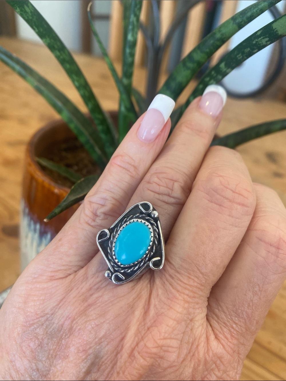 Turquoise Statement Ring - Silver-Tone Women's Jewelry